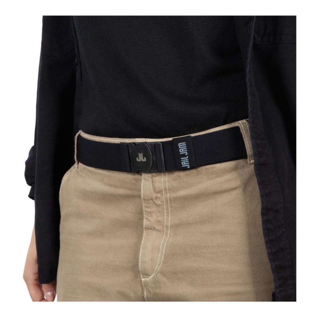 JAIL JAM Alps Belt - Cintura Elastica Tinta Unita Con Fibbia Piatta, H. 34Mm