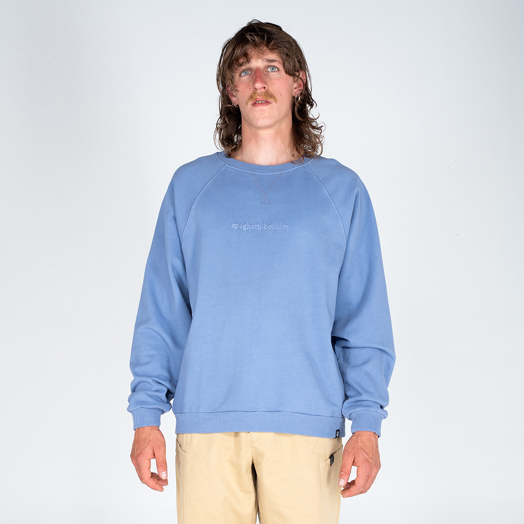 Spaghetti Boulder Font Crew Neck felpa uomo