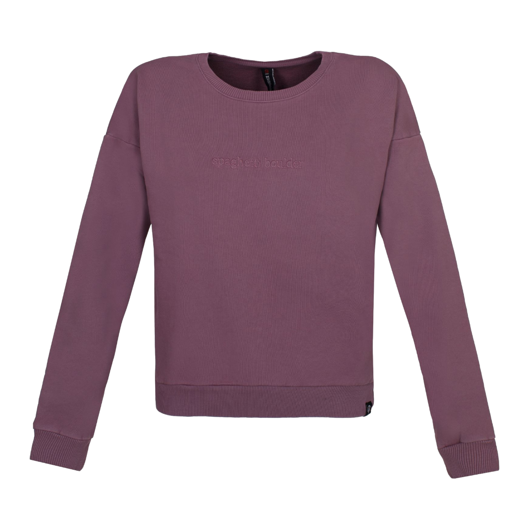 Spaghetti Boulder Font Crew Neck felpa donna
