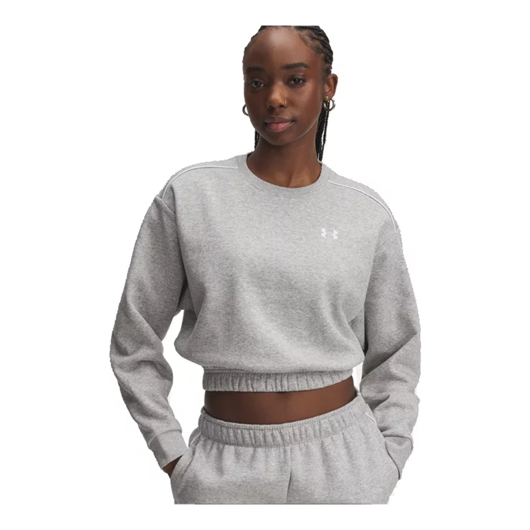 UNDER ARMOUR UA RIVAL FLEECE PIPED CREW|Wmn
